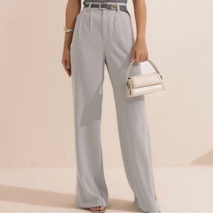 Elegant Gray Women's Wide-Leg Pants